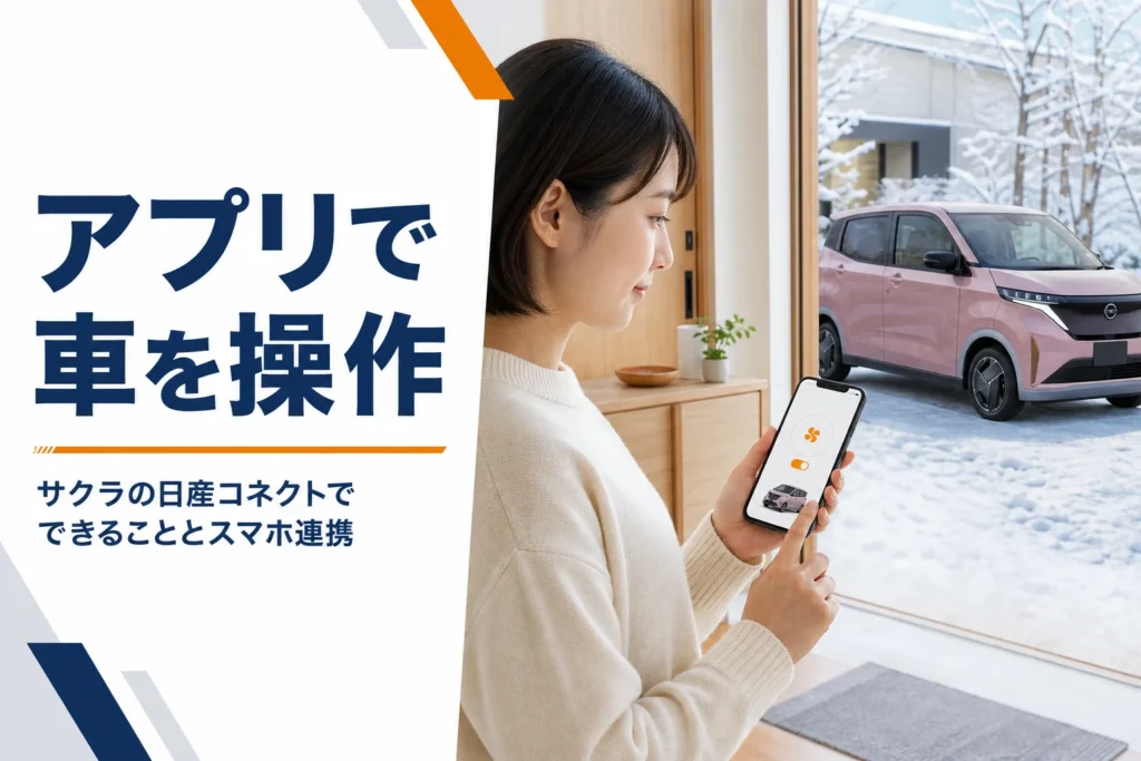 家の中からスマホでサクラのエアコンを操作するイメージ