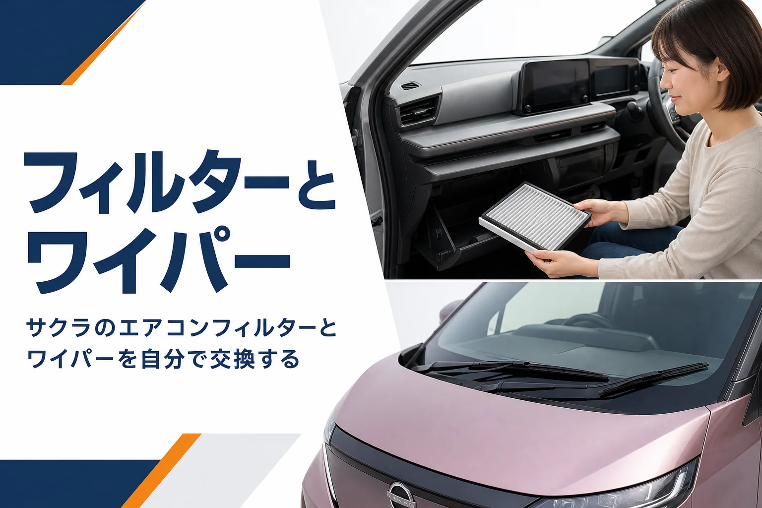 サクラのエアコンフィルターとワイパーの交換イメージ