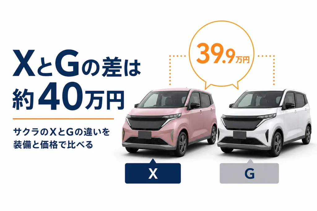 サクラのXとGを並べて差額を示したイメージ
