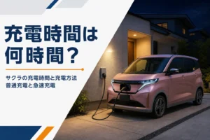 自宅の駐車スペースで充電中のサクラのイメージ