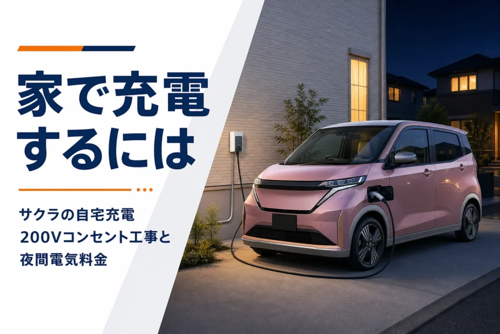 自宅の外壁のコンセントから充電するサクラのイメージ