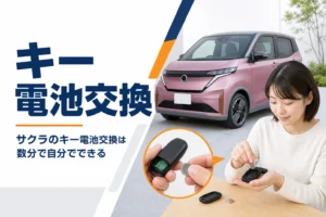 サクラのインテリジェントキーを開けて電池を替えるイメージ