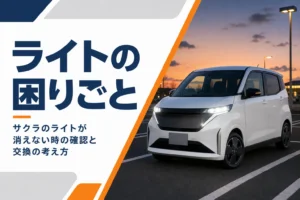 夕方にLEDヘッドランプを点けたサクラのイメージ