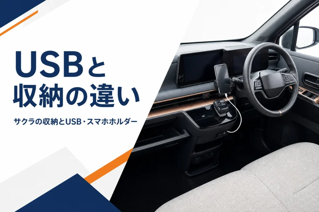 軽EVのインパネまわりのカップホルダーとスマホホルダー