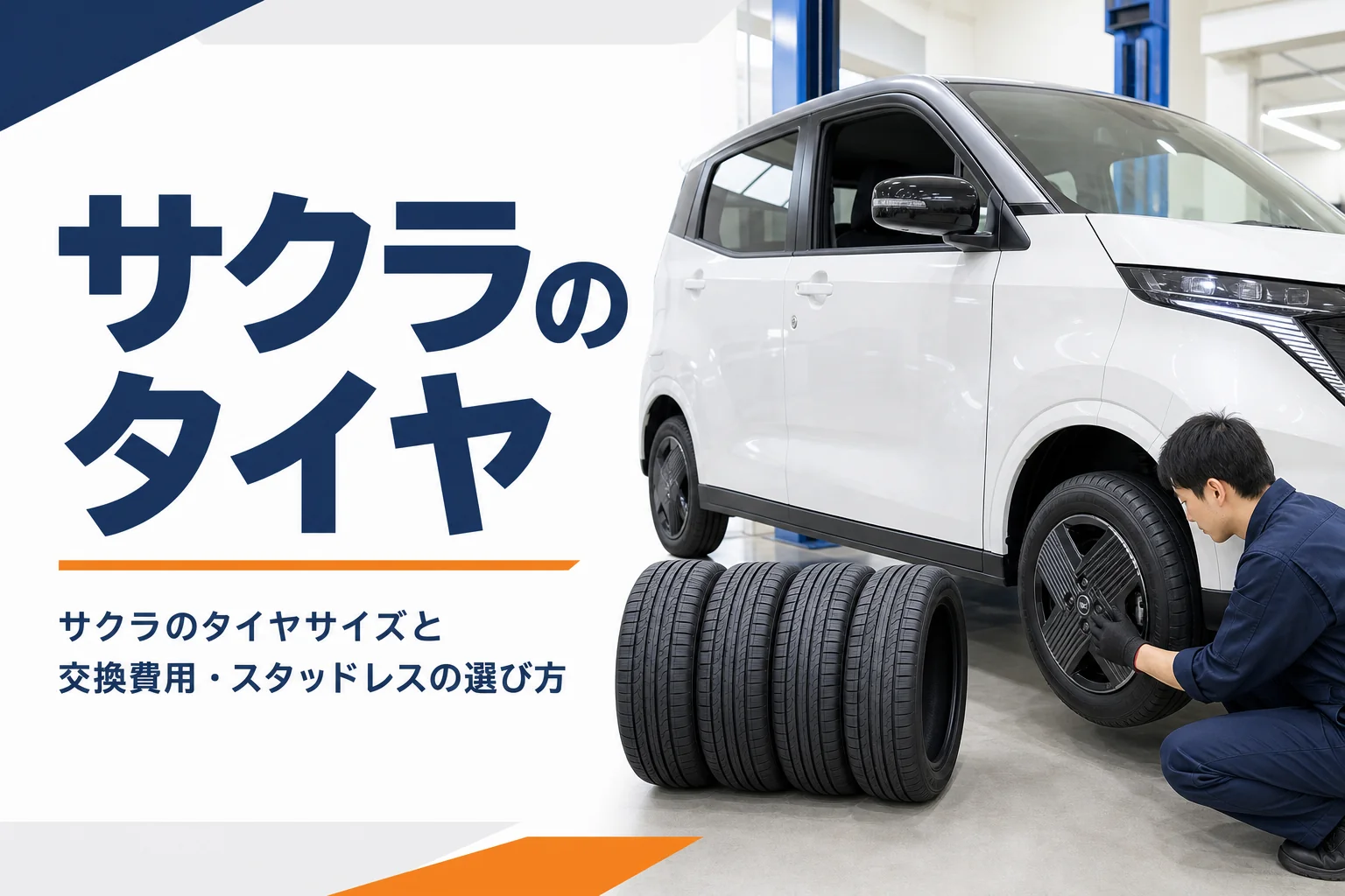サクラの前輪と交換用の新品タイヤ