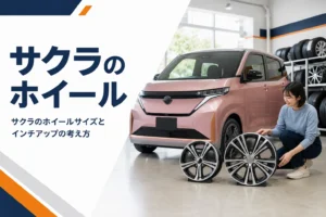 並べて置かれた14インチと15インチのアルミホイール